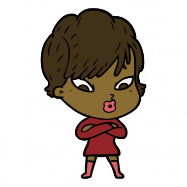 Çizgi filmdeki kadının vektör çizimi 