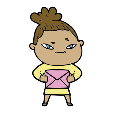 Çizgi filmdeki kadının vektör çizimi