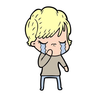 vektör çizim karikatür kadının ağladığını