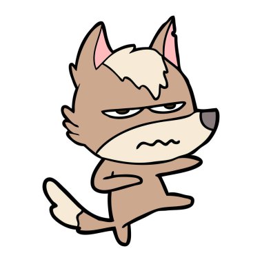 vektör çizim karikatür rahatsız kurt