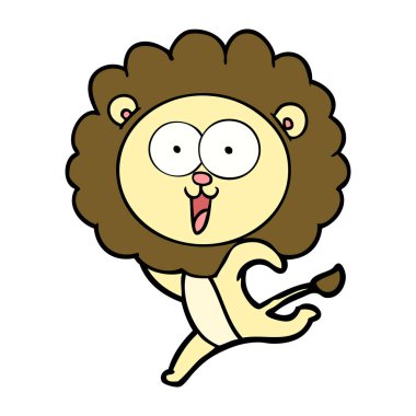 mutlu karikatür aslan vektör çizim