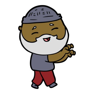 Çizgi film mutlu sakallı adam