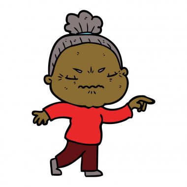 karikatür rahatsız yaşlı kadın