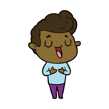 mutlu çizgi film adam vektör çizim