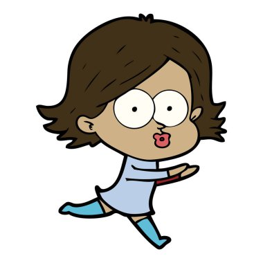 surat asmayı çizgi film kız vektör çizim