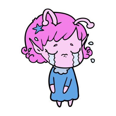 ağlayan uzaylı kız çizgi film