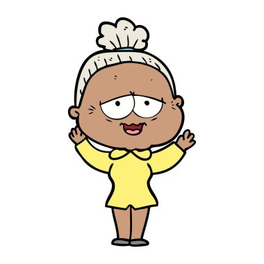 karikatür mutlu yaşlı kadın