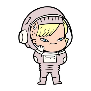 vektör çizim karikatür astronot kadın