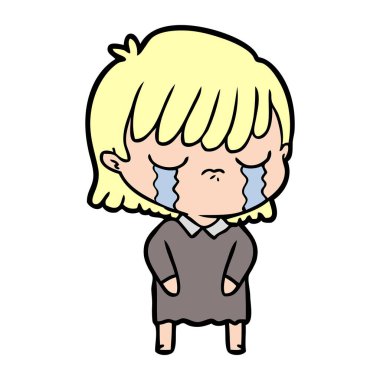 vektör çizim karikatür kadının ağladığını
