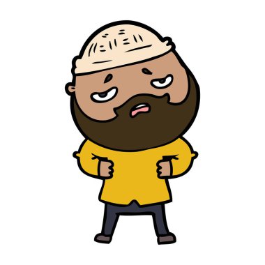 Sakallı endişeli adam çizgi film