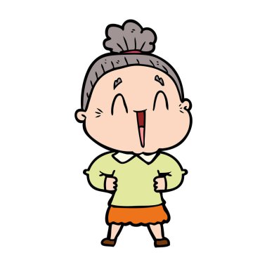 karikatür mutlu yaşlı kadın