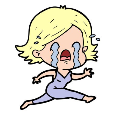 vektör çizim karikatür kadının ağladığını