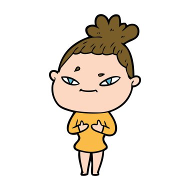 Çizgi filmdeki kadının vektör çizimi