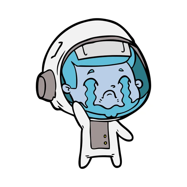 Vector Illustration Cartoon Crying Astronaut — Stock Vector