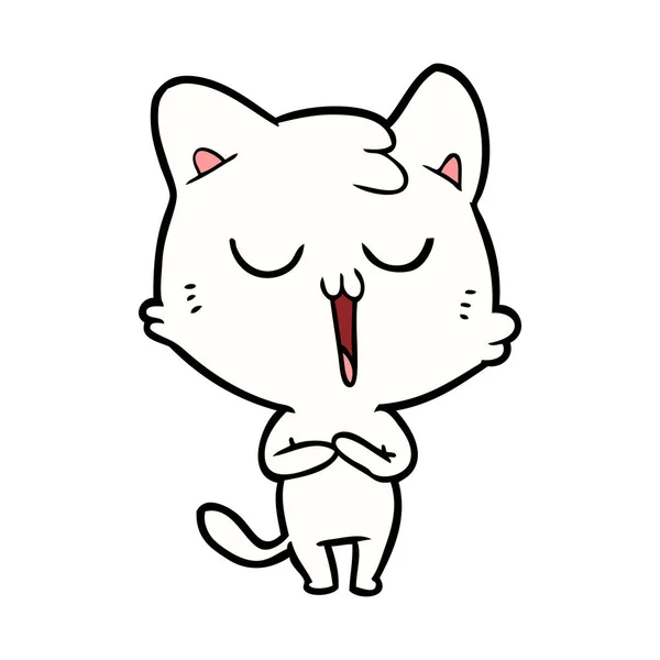 Vektor Ilustrasi Kartun Kucing Bernyanyi - Stok Vektor