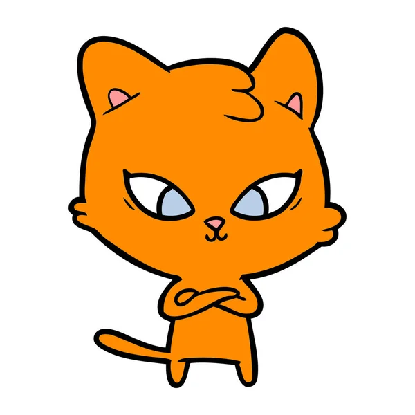 Vector Illustratie Van Schattige Cartoon Kat — Stockvector