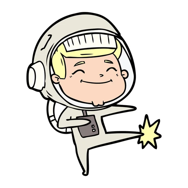 Ilustração Vetorial Feliz Astronauta Dos Desenhos Animados — Vetor de Stock