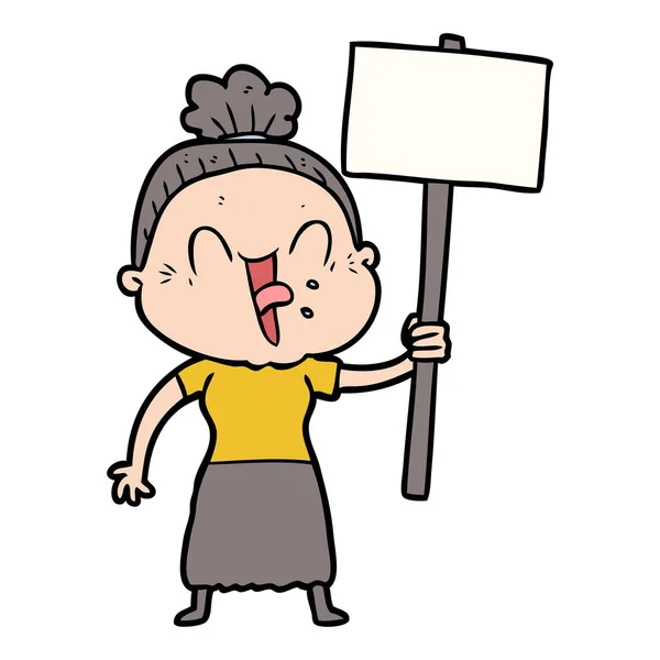 Desenho Animado Feliz Velha Mulher — Vetor de Stock