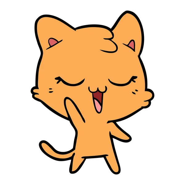 Vectorillustratie Van Happy Cartoon Kat — Stockvector