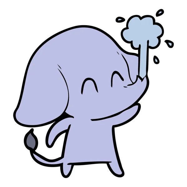 Schattige Cartoon Olifant Spuiten Water — Stockvector