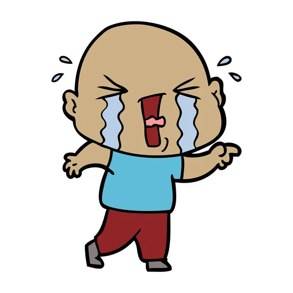 动画片哭泣的秃头人 — 图库矢量图片