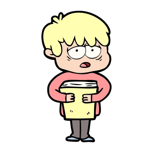 疲れ果てた少年漫画のベクトル イラスト — ストックベクタ