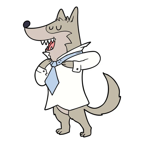 Cartoon Office Wolf Getting Dressed — Stock Vector