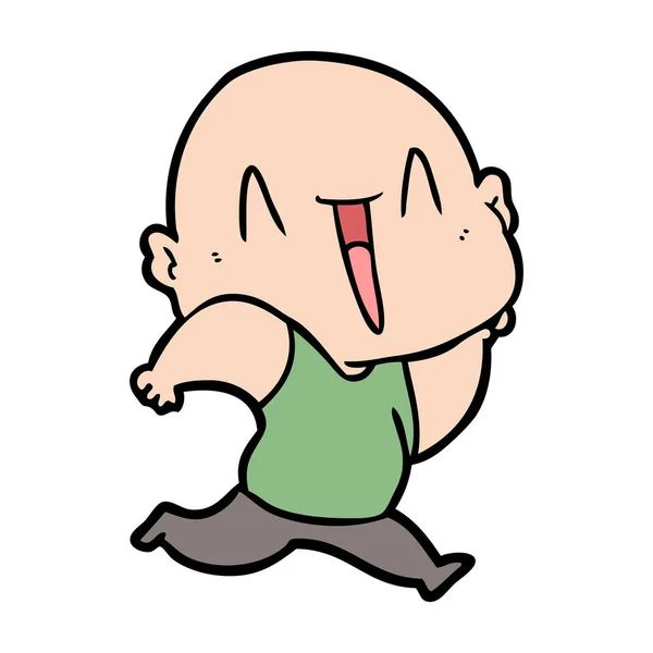 Happy Cartoon Bald Man — Stock Vector