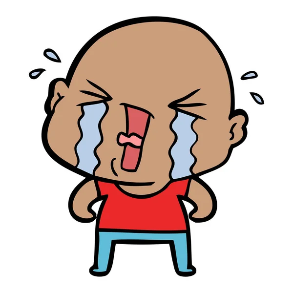 Cartoon Crying Bald Man — Stock Vector