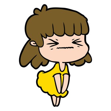 vektör çizim karikatür kızgın kız