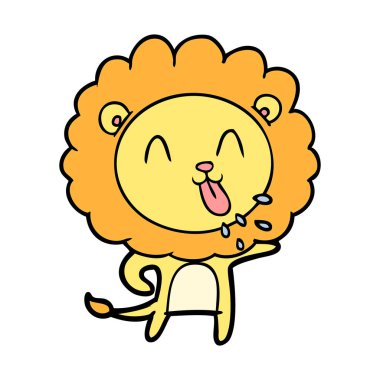 mutlu karikatür aslan vektör çizim