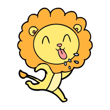 mutlu karikatür aslan vektör çizim