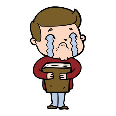 vektör çizim karikatür adam ağlıyor