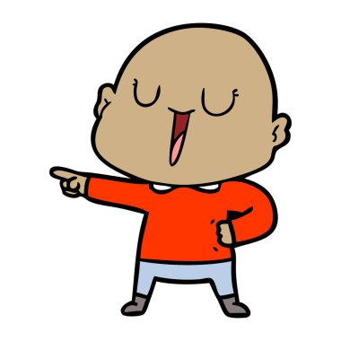 mutlu karikatür kel adam