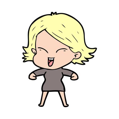 mutlu çizgi film kız vektör çizim