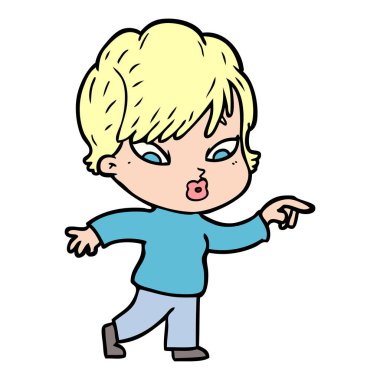 Çizgi filmdeki kadının vektör çizimi