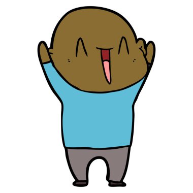 mutlu karikatür kel adam