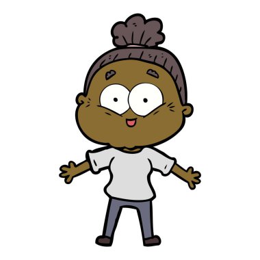 karikatür mutlu yaşlı kadın