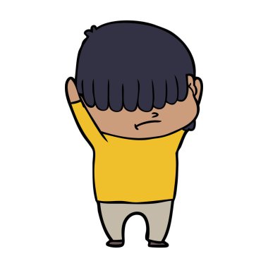 dağınık saçlı çocuk çizgi film