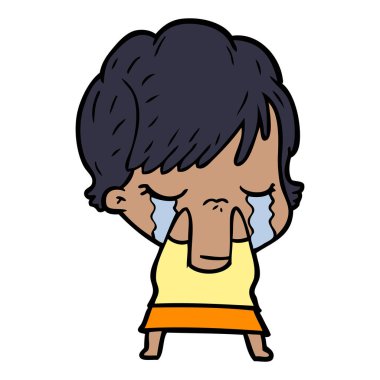 vektör çizim karikatür kadının ağladığını