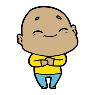 karikatür mutlu kel adam