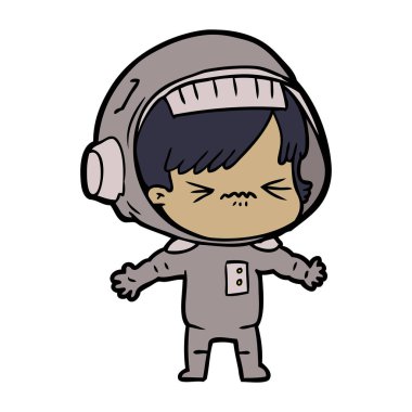 vektör çizim karikatür astronot kadın