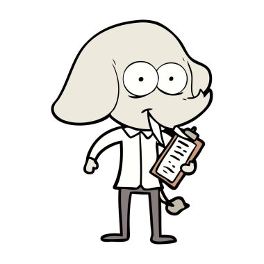 mutlu çizgi film fil vektör çizim