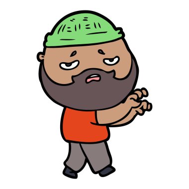 Sakallı endişeli adam çizgi film