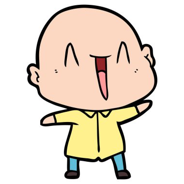 mutlu karikatür kel adam