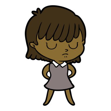 Çizgi filmdeki kadının vektör çizimi