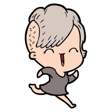 karikatür mutlu hippi kız