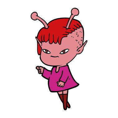 vektör çizim karikatür uzaylı kız