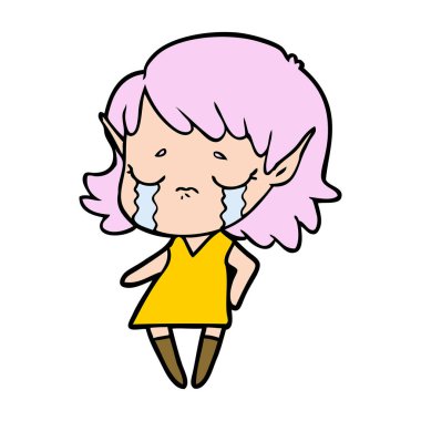 ağlayan karikatür elf kızı