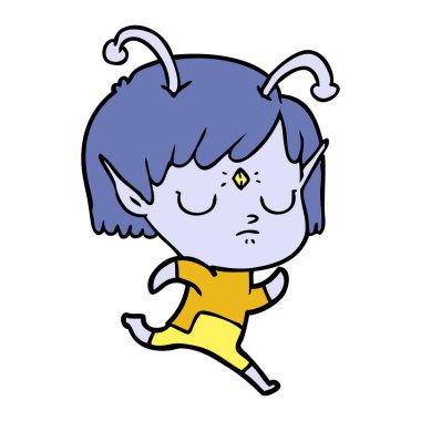 vektör çizim karikatür uzaylı kız